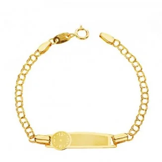 18k esclava bebe con chapa de reloj 13 cm