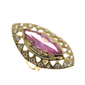 sortija lanzadera piedra rosa oro 18k