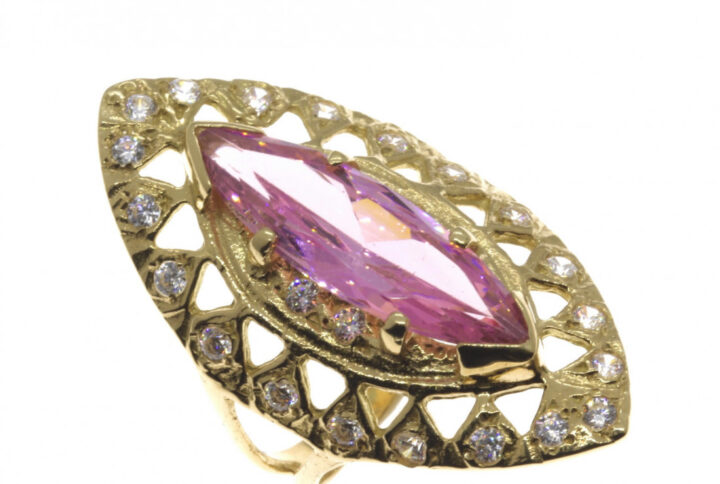 sortija lanzadera piedra rosa oro 18k