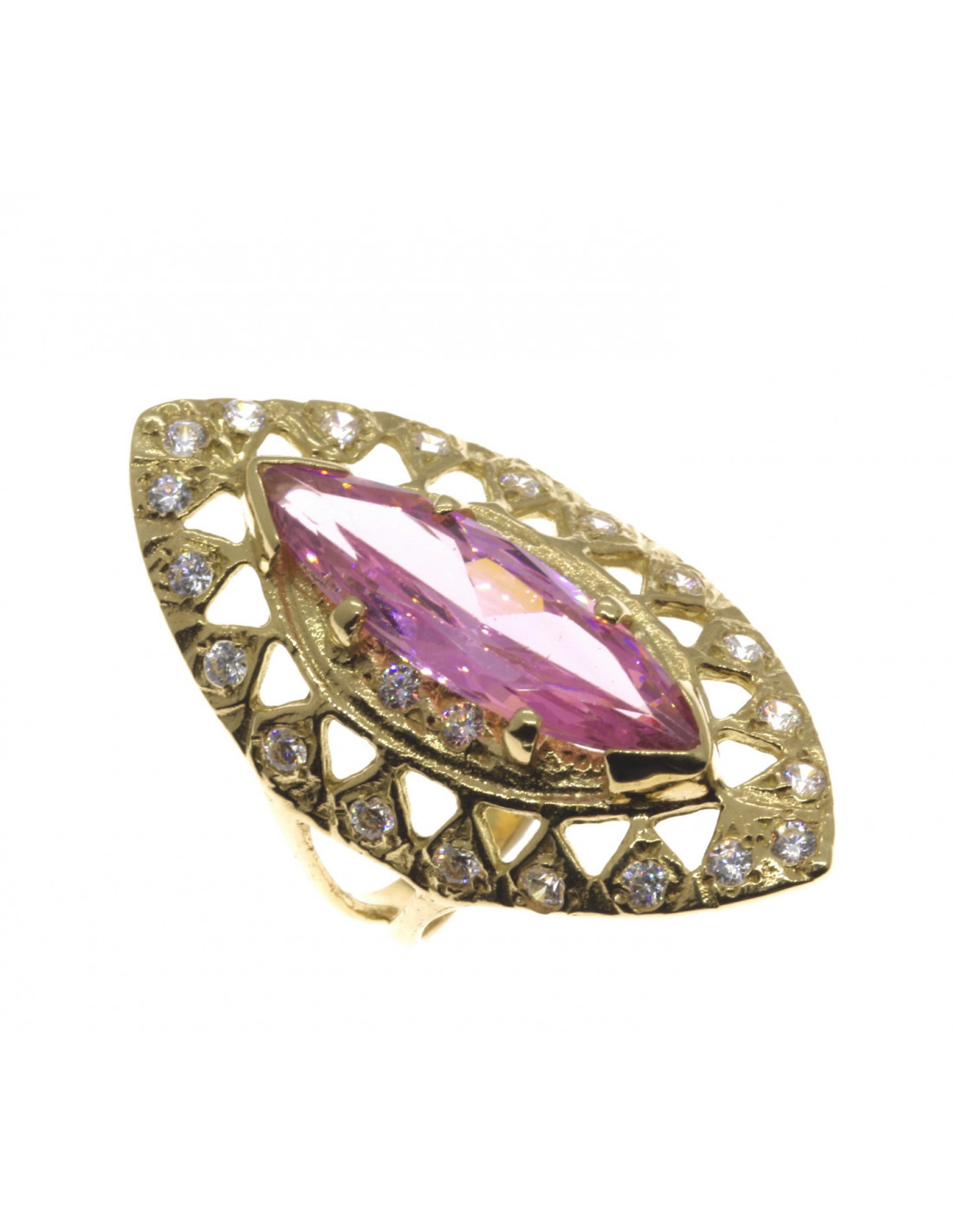 sortija lanzadera piedra rosa oro 18k
